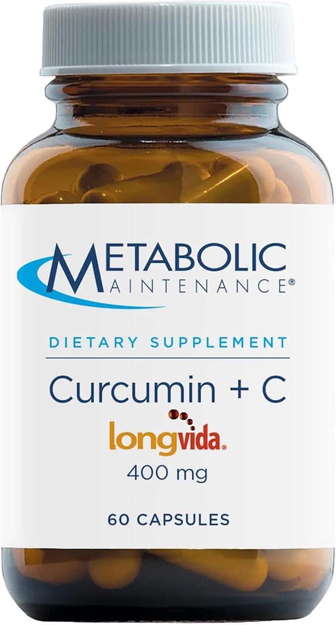 Metabolic Maintenance Curcumin + C - Longvida + Vitamin C Enhanced Curcumin Supplement for Brain Function &amp Joint Mobility (60 Capsules)