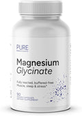 100% Pure Magnesium Glycinate | Fully Reacted Magnesium Bisglycinate Buffered-Free | Muscle Relaxation &amp Sleep Support – Well Tolerated (Vegan Non-GMO) 90 Capsules | Made in the USA