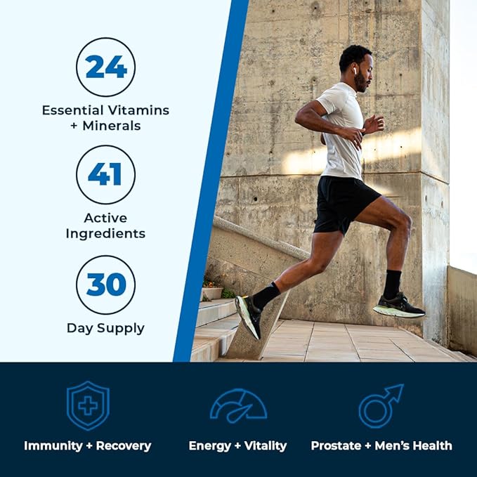 VitaMedica Men’s Multivitamin with Prostate Health Support | Vitamins Minerals Omega3s and Saw Palmetto | Box of 30 Easy Daily Packs | Supports Natural Energy and Sleep | Muscle Joint Health