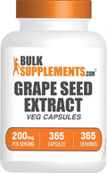 BulkSupplements.com Grape Seed Extract Capsules - Antioxidant Supplement Grape Seed Extract 200mg - Vegan &amp Gluten Free 1 Capsule per Serving 365 Veg Capsules (Pack of 1)