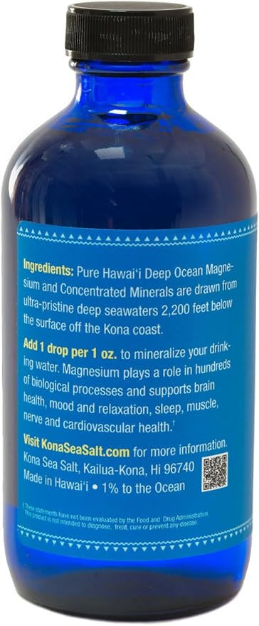 Pure Hawaii Deep Ocean Magnesium Drops Refill Bottle 8oz. – Made in Hawaii – with Other Trace Minerals – Support Brain Immune and Heart Health