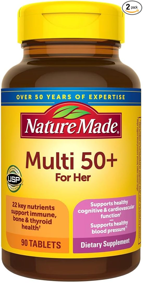 Nature Made Multi for Her 50+ Vitamin &amp Mineral Tabs 90 ct (Pack of 2) (Packaging May Vary)