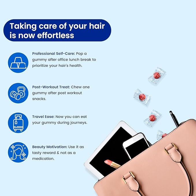 Grow Hair 30 Gummies with BiotinBamboo Shoot ExtractGreen Tea ExtractIronVitamin B12B2Folic Acid Keeps Hair Healthy &amp StrongNatural Strawberry Flavored100% VegetarianGelatin Free