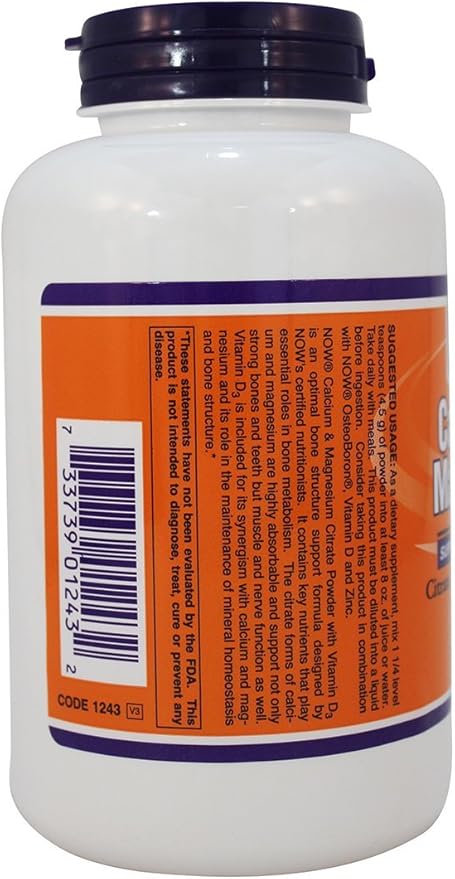 NOW Cal-Mag Citrate 8-Ounce (Pack of 2)