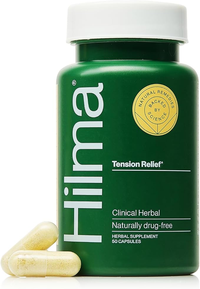Hilma Natural Tension Headache Relief Supplements with Magnesium Boswellia and Feverfew 50 Vegan Capsules
