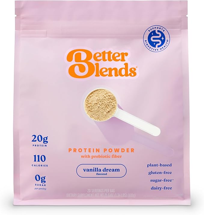 Gut-Friendly Protein Powder for Sensitive Stomachs Low FODMAP 20g Vegan Pea &amp Rice Protein with Prebiotic Fiber Dairy-Free Gluten-Free No Gums or Added Sugar - Vanilla Dream