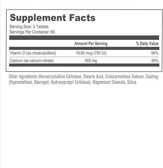 BariatricPal Easy Swallow Calcium Citrate (600mg) and D3 Coated Tablets (180-Day Supply)