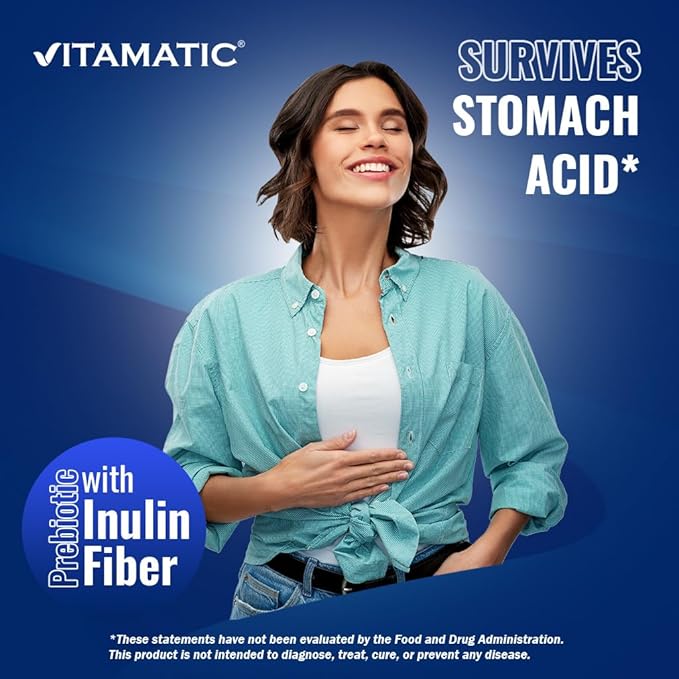 Vitamatic Lactobacillus Reuteri Complex – 22 Billion CFU per Delayed Release Capsule – 60 Capsules – Digestive &amp Gut Health Support – with Prebiotic Inulin Fiber - 2 Pack