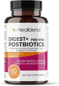 Digest + Postbiotics Supplement for Women and Men Multi Enzymes Organic Prebiotic &amp Probiotic for Digestive Health with Bromeline Papin and Lipase Non-GMO Gluten-Free 60 Vegetarian Caps