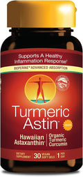 Nutrex Hawaii TurmericAstin – Turmeric &amp Hawaiian Astaxanthin Supplement with BioAstin &amp BioPerine Black Pepper 30 Vegan Softgels