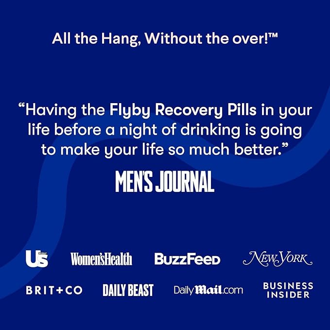Flyby Recovery Supplement - All The Hang Without The Over!™ - with Milk Thistle Vitamin C Activated Charcoal and Apple Cider Vinegar - Pre &amp Post Drinking Formula (120 Count)