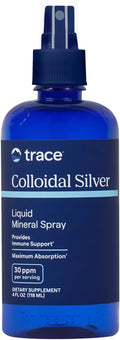 Trace Minerals Colloidal Silver Spray - Daily Mineral Supplement to Aid Effective Absorption - Supports Immune Skeletal &amp Sleep Health - Super Oxygenated Supplement - 4 fl oz (About 118 Servings)
