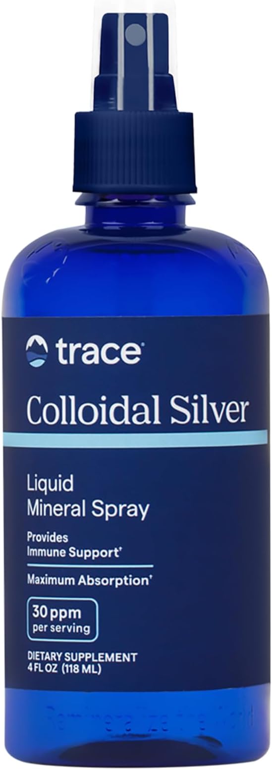 Trace Minerals Colloidal Silver Spray - Daily Mineral Supplement to Aid Effective Absorption - Supports Immune Skeletal &amp Sleep Health - Super Oxygenated Supplement - 4 fl oz (About 118 Servings)