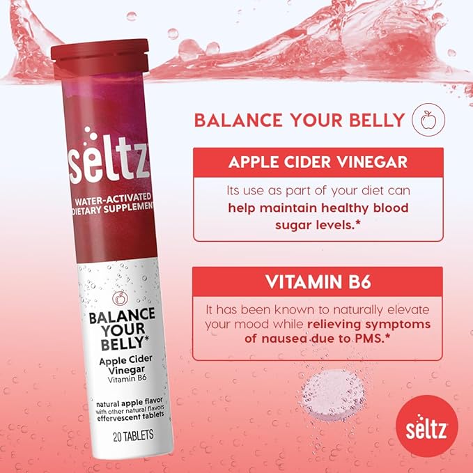 Seltz® Balance &amp Bloom Pack – Beauty + Digestive Support Effervescent Vitamins (Enhance Hair Skin &amp Nails + Balance Your Belly) with Biotin Vitamin C Silica Apple Cider Vinegar &amp B6
