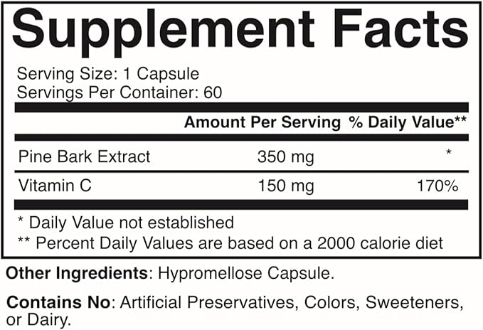 Navitol French Maritime Pine Bark — Daily Energy Focus &amp Cognitive Support — Natural Antioxidant for Mental Clarity Motivation &amp Everyday Wellness — 60 Capsules