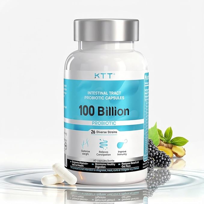 KTT Probiotics for Probiotic Supplement Acidophilus – 100B CFU 26 Strains + Organic Prebiotics Immune Support Made in USA for Men &amp Women 60 Capsules
