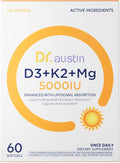 Dr. Austin Liposomal Vitamin D3 5000IU with K2 &amp Magnesium | Nano Targeted Delivery for High Absorption | Prenatal &amp Daily Immune Support | 60 Softgels (1)
