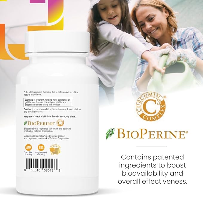 Turmeric Curcumin Supplement 60 Servings - Supports Joint Health | BioPerine Black Pepper Extract with 500mg Capsules Curcuminoids 475mg | Helps Liver Function Digestion &amp Better Absorption