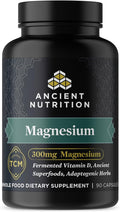 Magnesium Supplement by Ancient Nutrition Magnesium 300mg with Vitamin D for Immune Support Adaptogenic Herbs Enzyme Activated Paleo &amp Keto Friendly 90 Capsules