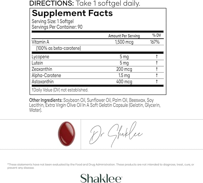 Shaklee - CarotoMax- Advanced Eye Health Formula w/ 6 Key Carotenoids - Supports Vision - Lutein Zeaxanthin Beta-Carotene Astaxanthin - Promotes Macular Health - 90 Softgels