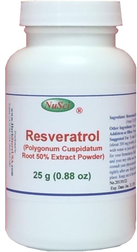 Pure Resveratrol Powder Standardized Extracted from Polygonum Cuspidatum Root (25 Grams (0.88 oz))