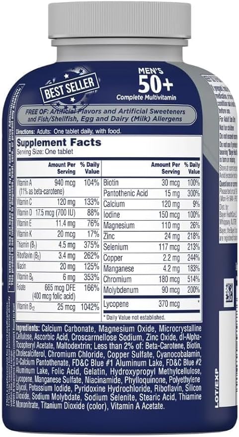 One Per A Day Men’s 50 Plus Daily Multivitamin – Supports Bone Heart &amp Immune Function 300 Tablets