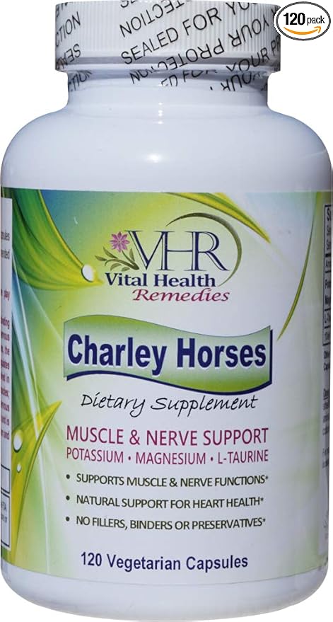 VHR Charley Horses Complete Muscle and Nerve Support Preservative-Free Formula with Potassium Magnesium and L-Taurine. 120 Vegetarian Capsules.