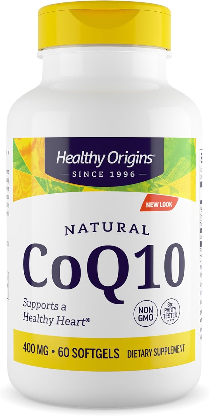 Healthy Origins® CoQ10 400 mg – Natural Trans-Isomer Ubiquinone – Yeast Fermented Supports Heart Health &amp Cellular Energy – Non-GMO 60 Softgels