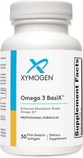 XYMOGEN Omega 3 Basix - Essential Omega-3 Support for Brain &amp Heart Health - EPA &amp DHA Monoglyceride Fish Oil - High Absorption - 30 Softgels