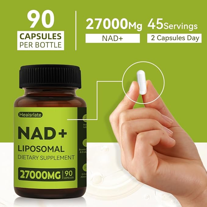 NAD+ Supplement 1000mg with Resveratrol &amp Quercetin - Nad Nicotinamide Adenine Dinucleotide Anti-Aging Formula - Cellular Energy Booster &amp Brain Health Support - NMN Alternative NAD Supplement