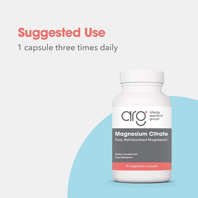 Nutricology Magnesium Citrate Dietary Supplement - Bone &amp Stress Support Well-Absorbed Hypoallergenic Vegetarian Capsules Gluten Free - 180 Count