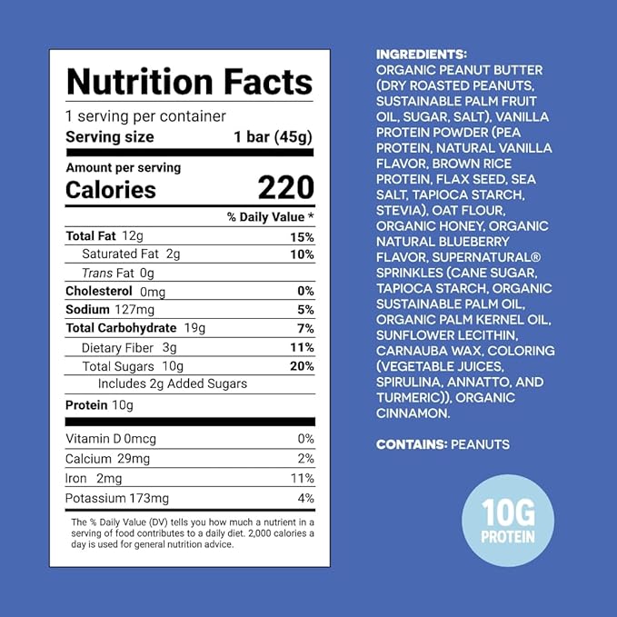 FROPRO Plant Protein Snack Bars - Plant Based Protein Bars All-Natural Gluten Dairy &amp Soy Free High Protein Bars with Low Calories | Blueberry Dream 24 Pack