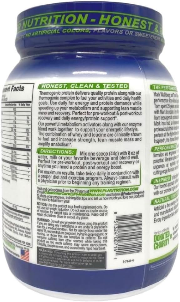 Performance Inspired Nutrition Diet &amp Energy Ripped Whey Protein – 25G Protein – 4G Leucine – L-Carnitine – Green Tea Extract – Dark Chocolate Dream – 2.3lb
