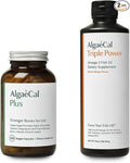 AlgaeCal Bundle - All Natural Calcium Supplement VIT D3 &amp K2 Magnesium Boron and Trace Minerals &amp Triple Power Omega-3 Fish Oil Natural Liquid Emulsion with EPA DHA Curcumin Astaxanthin