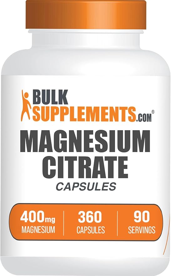 BulkSupplements.com Magnesium Citrate Capsules - Magnesium Supplement Magnesium Citrate 400mg - Gluten Free 4 Capsules per Serving 360 Count (Pack of 1)