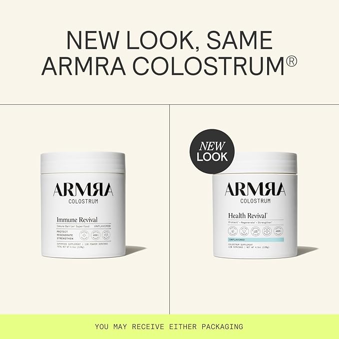 ARMRA Colostrum Powder | Unflavored | Gut Health &amp Bloating | Skin &amp Hair | Immunity | Keto Gluten &amp Fat-Free | 120 Servings