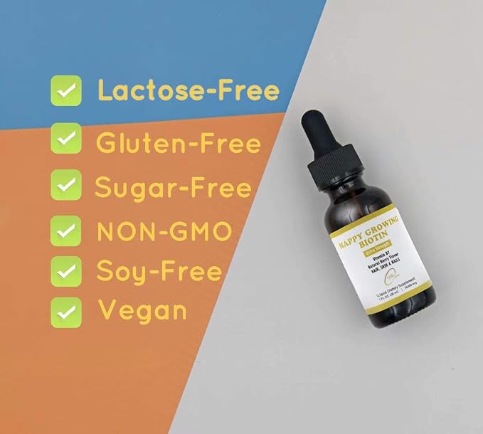 Happy Growing Biotin Liquid Drops for Hair Growth 1 oz