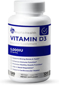 Vitamin D3 High Potency | 5000 IU for Immune Bone and Cardiovascular Support | Enhances Mood and Muscle Function | 120 Softgels - 4 Month Supply