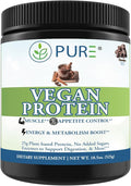 PURE® Vegan Protein Powder - 25g Plant Based Protein 15 Servings - Pea &amp Mung Bean Blend with Digestive Enzymes - Dairy-Free - Muscle Recovery &amp Appetite Control - Chocolate 525 Grams