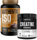 Jacked Factory Authentic ISO Grass Fed Whey Protein Isolate Powder - Low Carb Muscle Building Protein (30 Servings Chocolate Peanut Butter) &amp Creatine Monohydrate Powder (30 Servings Unflavored