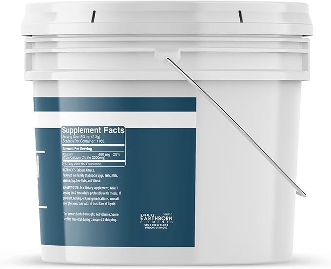 Earthborn Elements Calcium Citrate 1 Gallon Bucket Pure &amp Undiluted Lab Verified (96 Ounce)