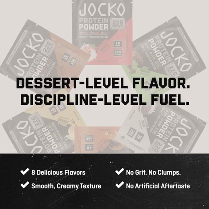 Jocko Fuel Whey Protein Powder Coffee &amp Donuts 22g Protein Digestive Enzymes + Probiotic Blend No Sugar Added with Essential Amino Acids + Electrolyte Minerals 28 Servings