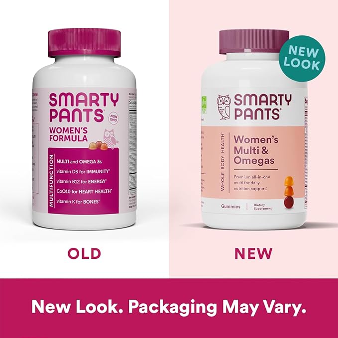 SmartyPants Organic Kids Multivitamin Gummies: Probiotics Omega 3 (ALA) Vitamin D3 C Vitamin B12 &amp Women's Multivitamin Gummies: Omega 3 Fish Oil (EPA/DHA) Methylfolate CoQ10
