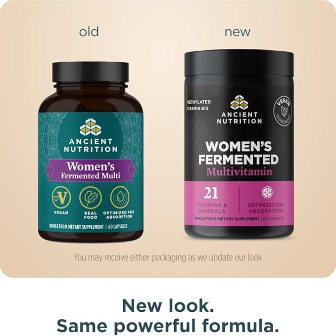 Ancient Nutrition Multivitamin for Women Women's Fermented Multivitamin with Methylated Vitamin C D K Zinc &amp Magnesium Immune Support Vegan 60 Ct