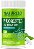 NATURELO Probiotics for Digestive Health 50 Billion CFU 60 Vegetarian Capsules 11 Strains Daily Use Supplement Delayed Release No-Fridge Boosts Immune System Probiotics for Women &amp Men