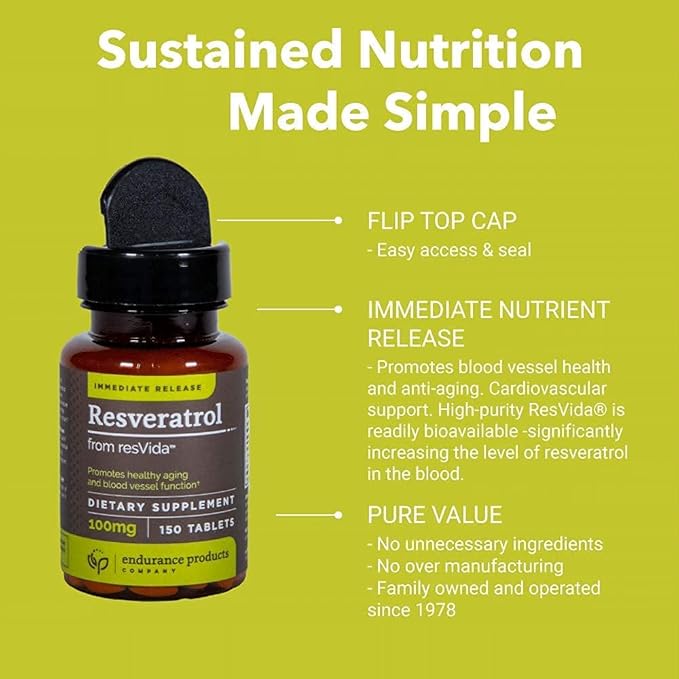 Endurance Products Resveratrol Supplement – Grape Skin Extract and ENDUR-ACIN 250mg Niacin - Extended Release for Optimal Absorption &amp Low-Flush