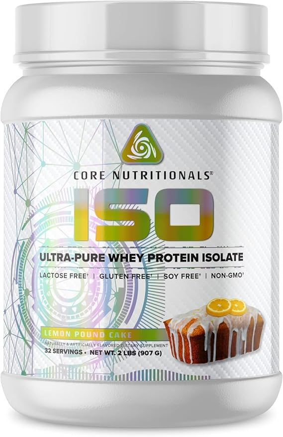 Core Nutritionals ISO Whey Protein Isolate | High-Purity Protein from Whey Isolate | Lean Muscle &amp Recovery Support | 32 Servings (Lemon Pound Cake)