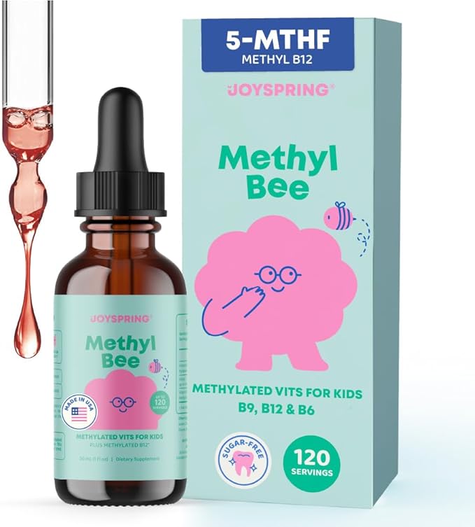 JoySpring Methylfolate for Kids | 5-MTHF Plus Methyl B12 Liquid Drops | Vitamin B12 for Kids | Methylated B Complex | MethylBee Berry Lemonade | USA Made | 30 Servings | Ages 3+