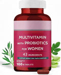 Multivitamin with Probiotics for Women with 43 Ingredients Support Energy Skin Hair &amp Digestion-100 Veg Tablets