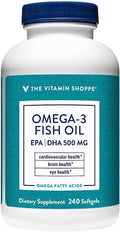 The Vitamin Shoppe Brand Omega 3 Fish Oil 1000 mg Softgels 300 mg EPA &amp 200 mg DHA Unflavored Fish Oil Supplement for Men &amp Women Gluten Free Soy &amp Dairy Free 240 Softgels
